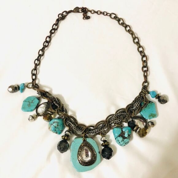 Laura Ashley turquoise beaded statement necklace - Picture 8 of 8